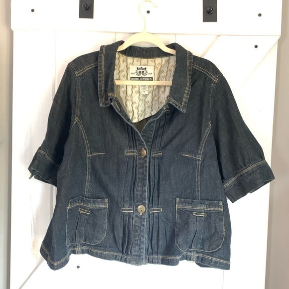 Women’s Route 66 Denim Jeans Top Short Sleeves - Picture 1 of 7